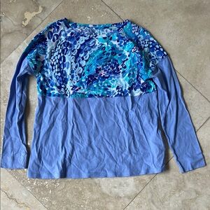 Lilly Pulitzer Oceanic Blue Long Sleeve Tee Size Large Girls